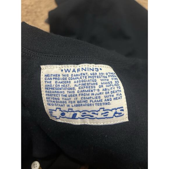 Alpinestars Under Layer Short Sleeve Shirt Sz Medium Navy Blue 180gr 100% Nomex - Picture 6 of 8